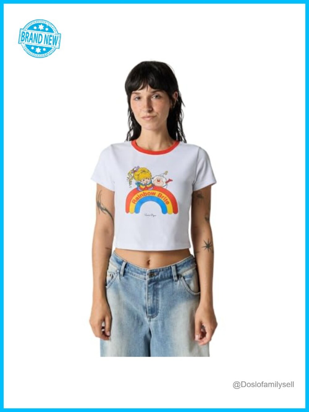 Samii Ryan Rainbow Brite Baby Tee Cropped Crewneck Short Sleeve